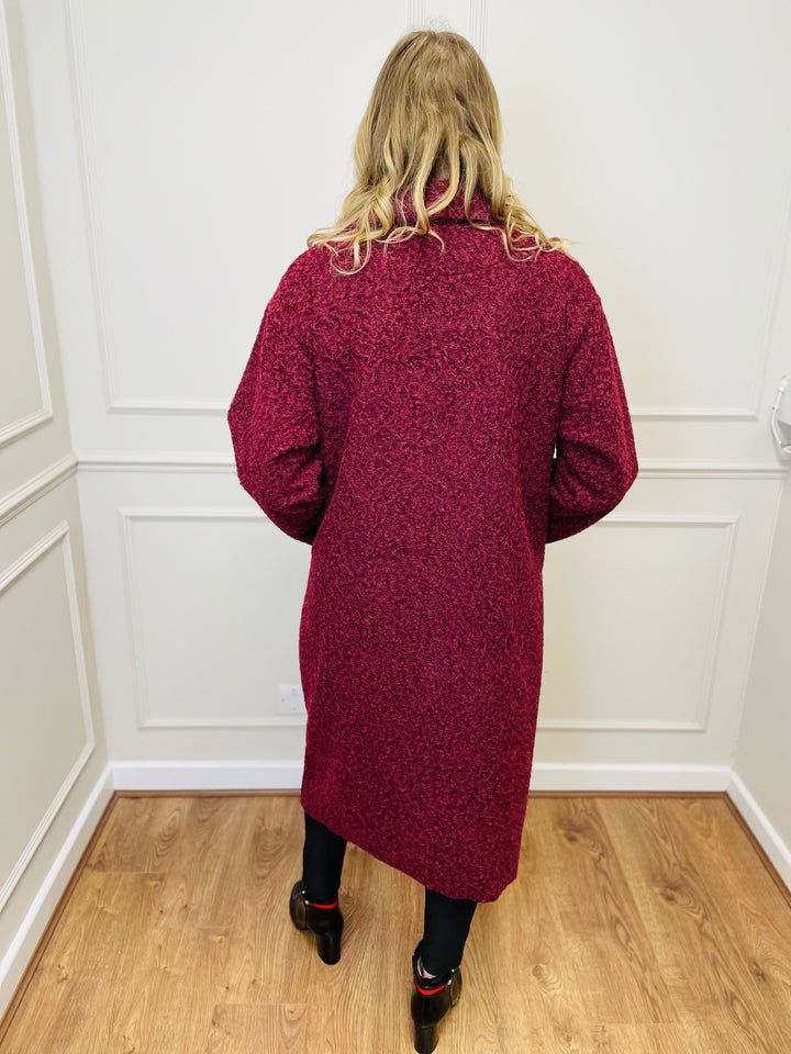 "JOSEPHINE" Longline Coat-Burgundy