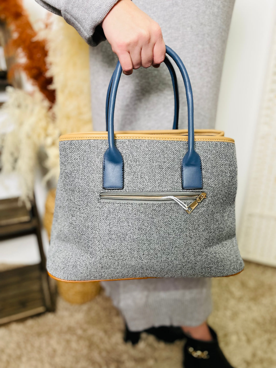 No.50 Two Tone Handbag-Silver & Blue