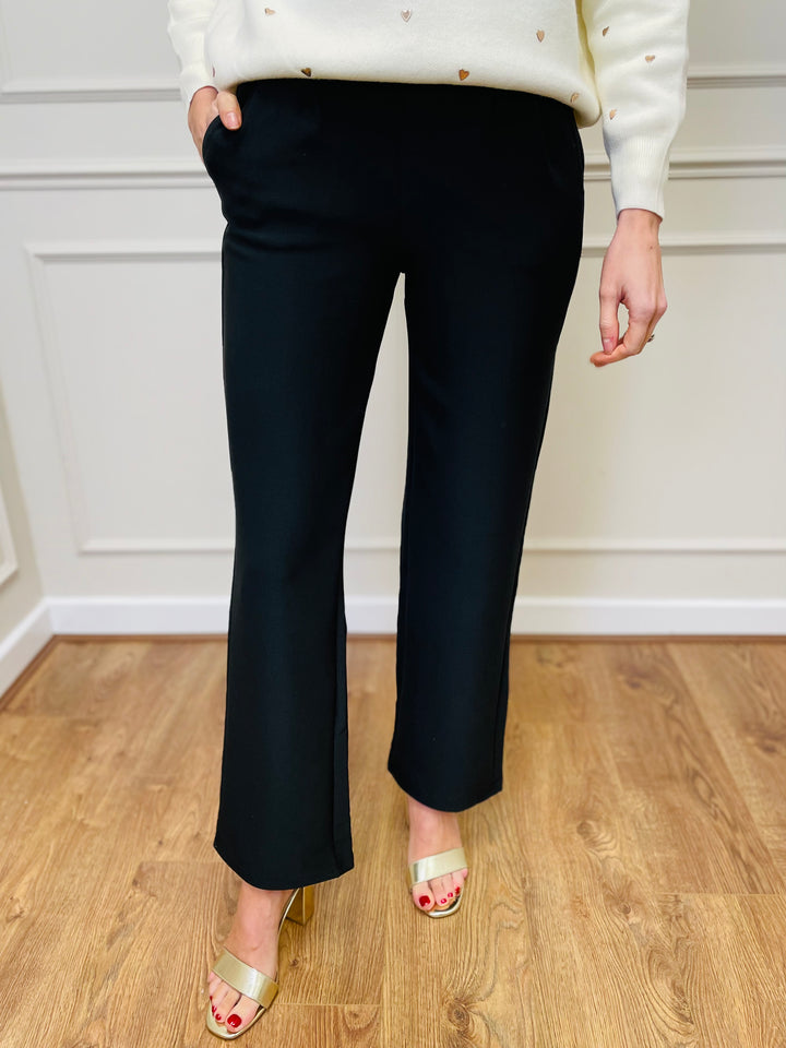 "PARIS" Bootcut Trousers-Black