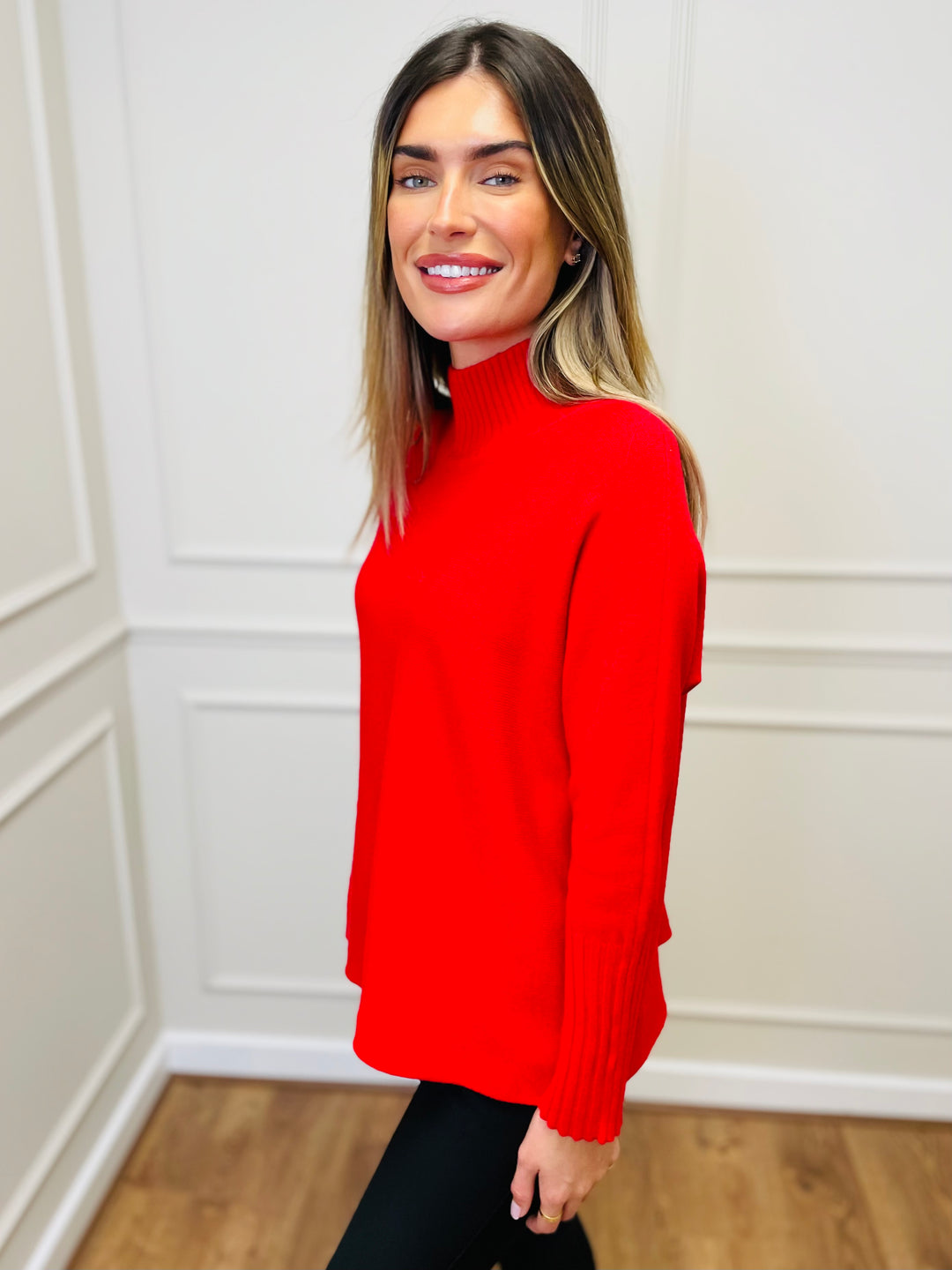 "AMANDA" Roll Neck Jumper-Red