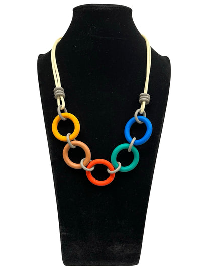 Multicolour Circle Statement Necklace