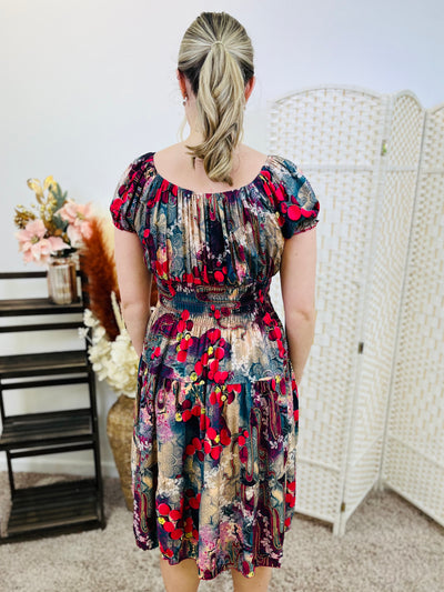 "MARIE" Floral Print Dress-Multicolour