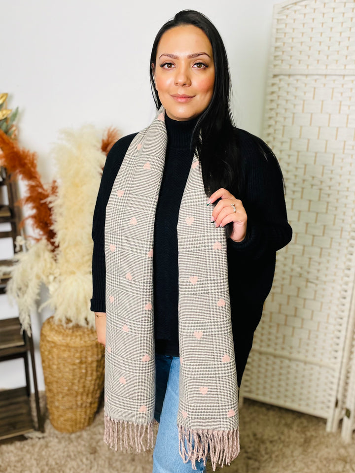 No.69 Heart Print Reversible Scarf