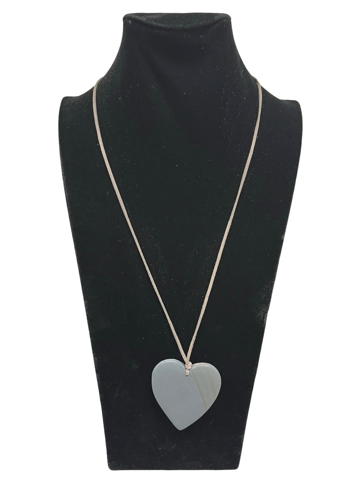 Long Heart Necklace-Silver
