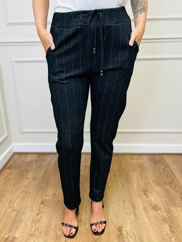 "MICHELLE" Pinstripe Trouser-Navy