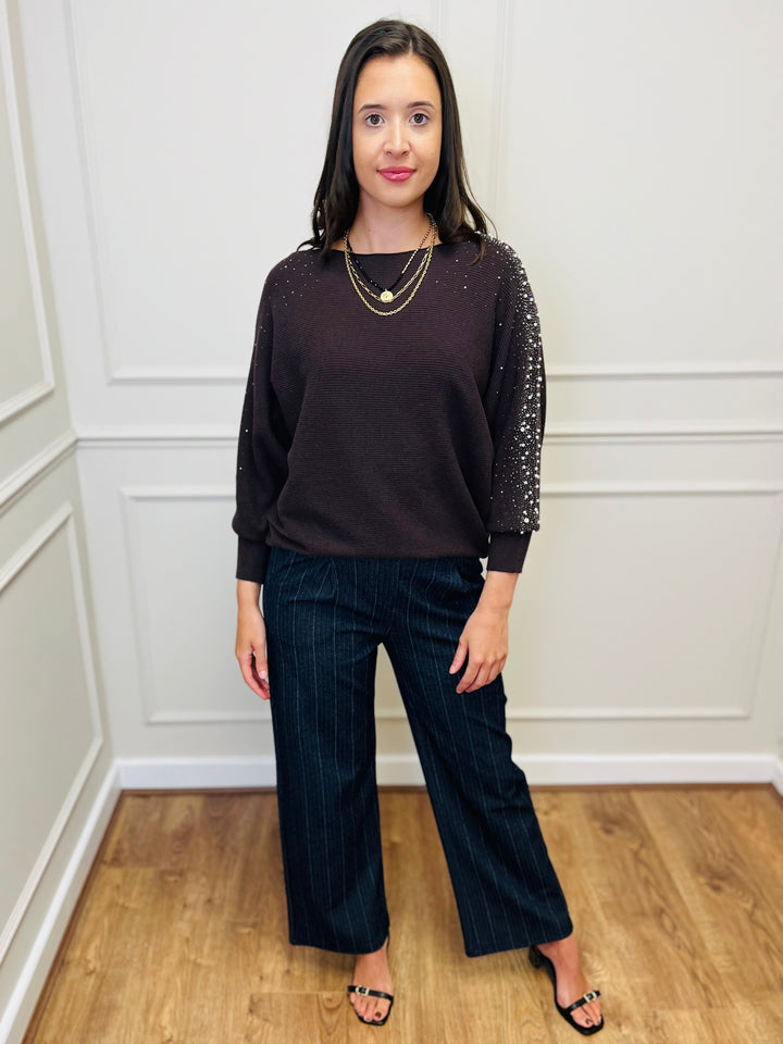 "MAYA" Pearl Jumper-Brown