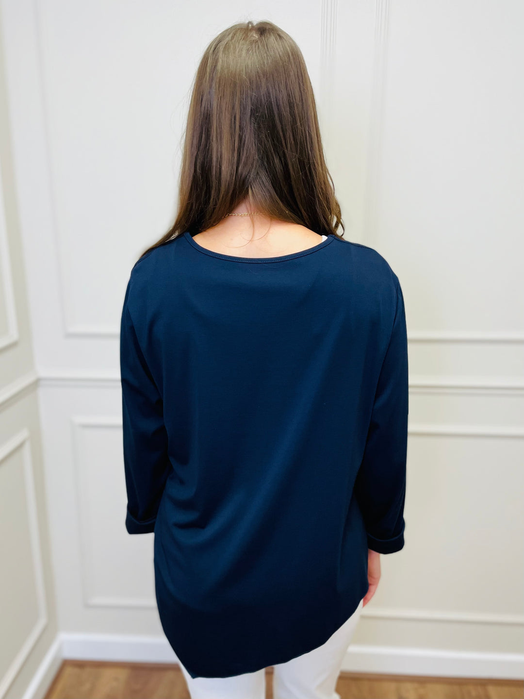"AMARA" Side Tie Top-Navy