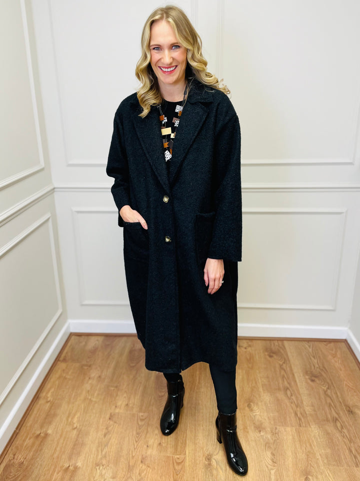 "JOSEPHINE" Longline Coat-Black
