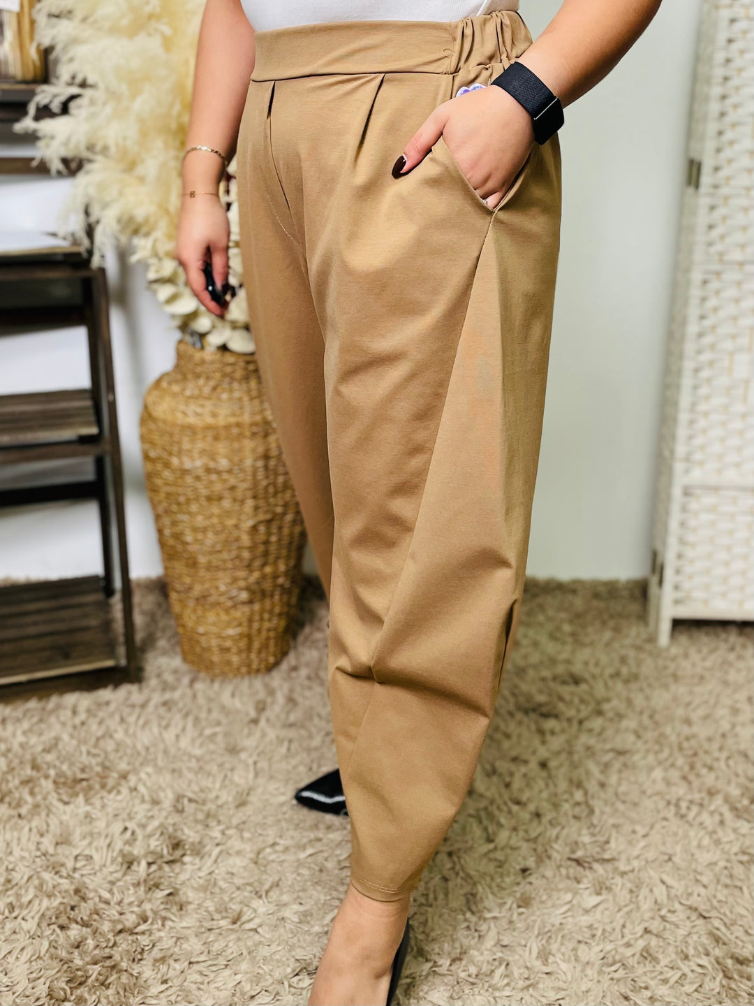 "LISA" Scuba Trousers-Camel