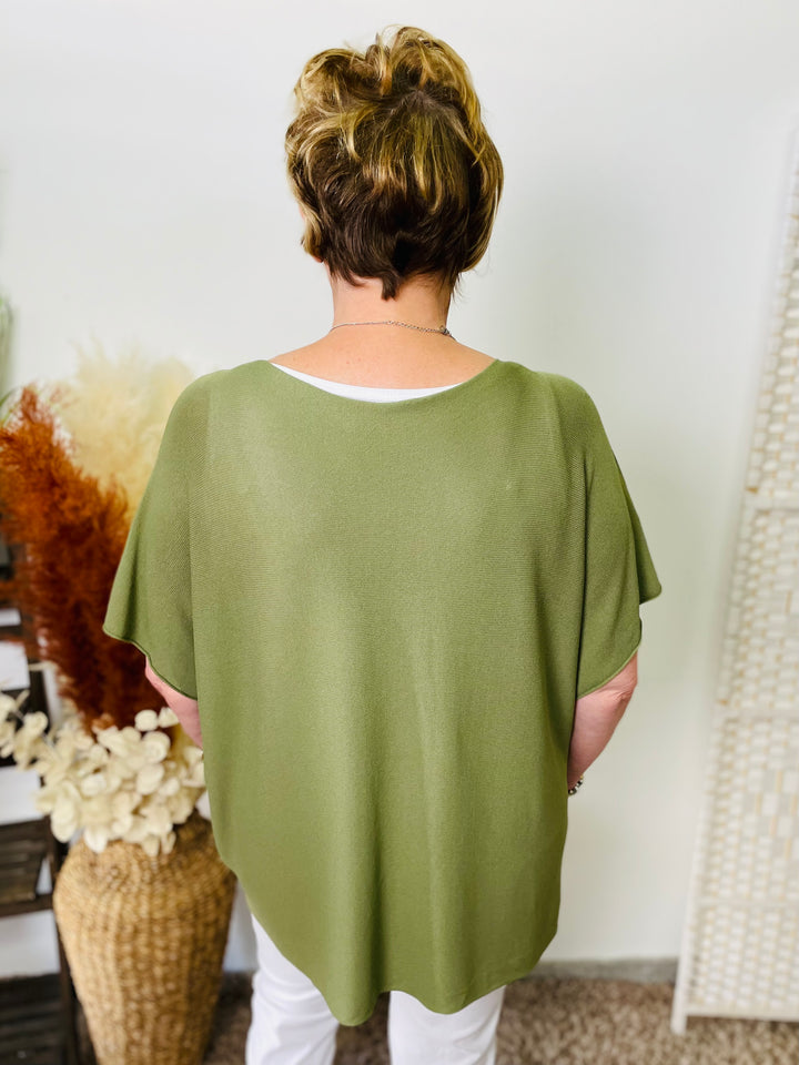 "HARPER" Fine Knit Top-Green