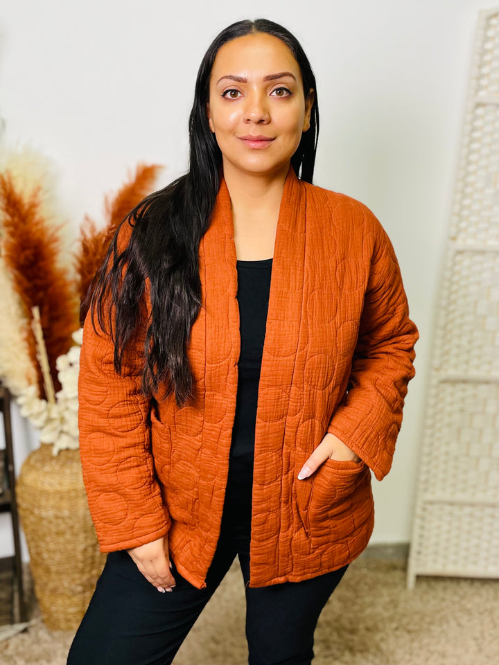 “HAYLEY" Quilted Jacket-Rust Orange