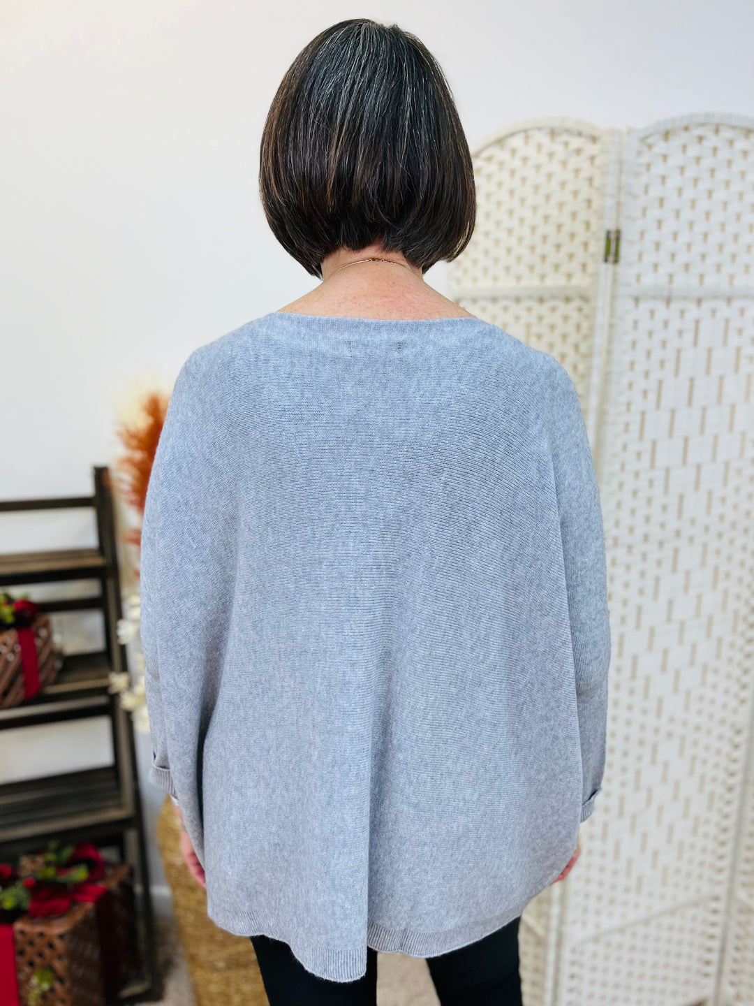 "STELLA" Soft Fine Knit Top-Silver