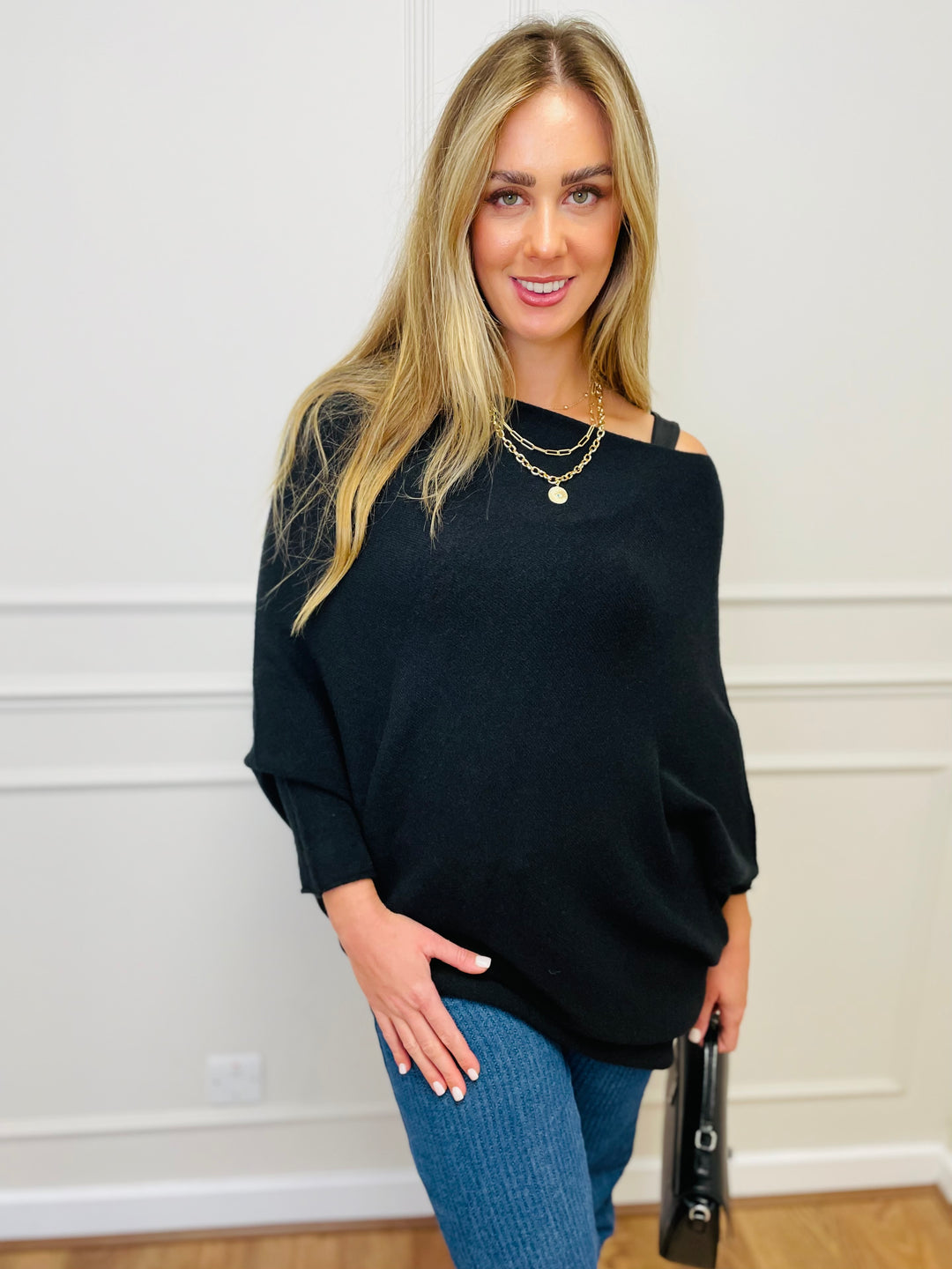 "BELLA" Asymmetric Jumper-Black