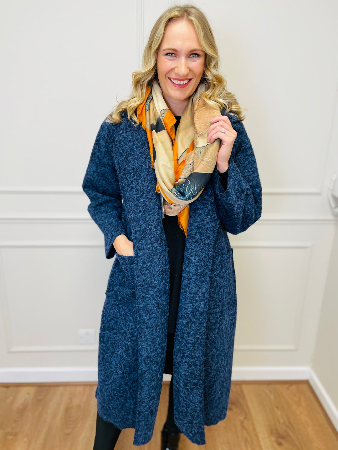 "JOSEPHINE" Longline Coat-Navy