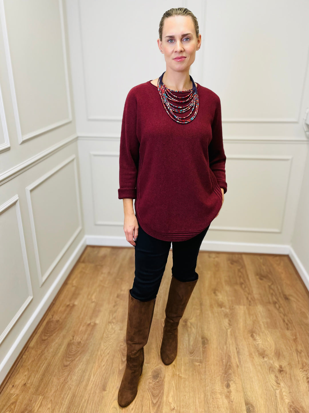 "CLEO" Soft Jumper-Burgundy