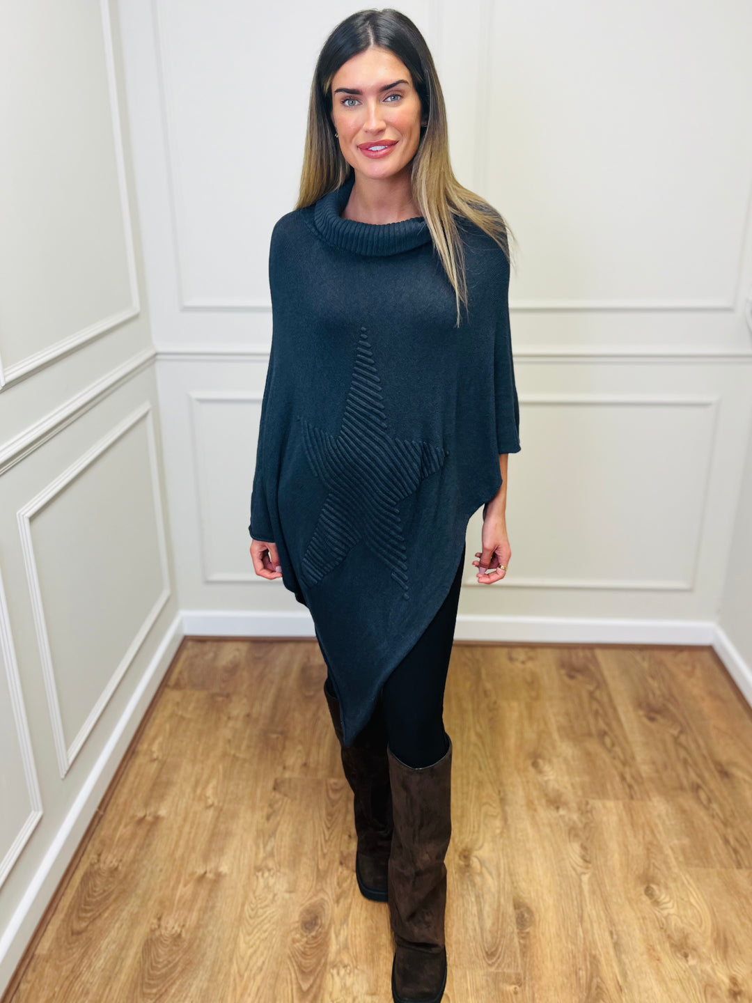 "STARR" Asymmetric Poncho-Grey