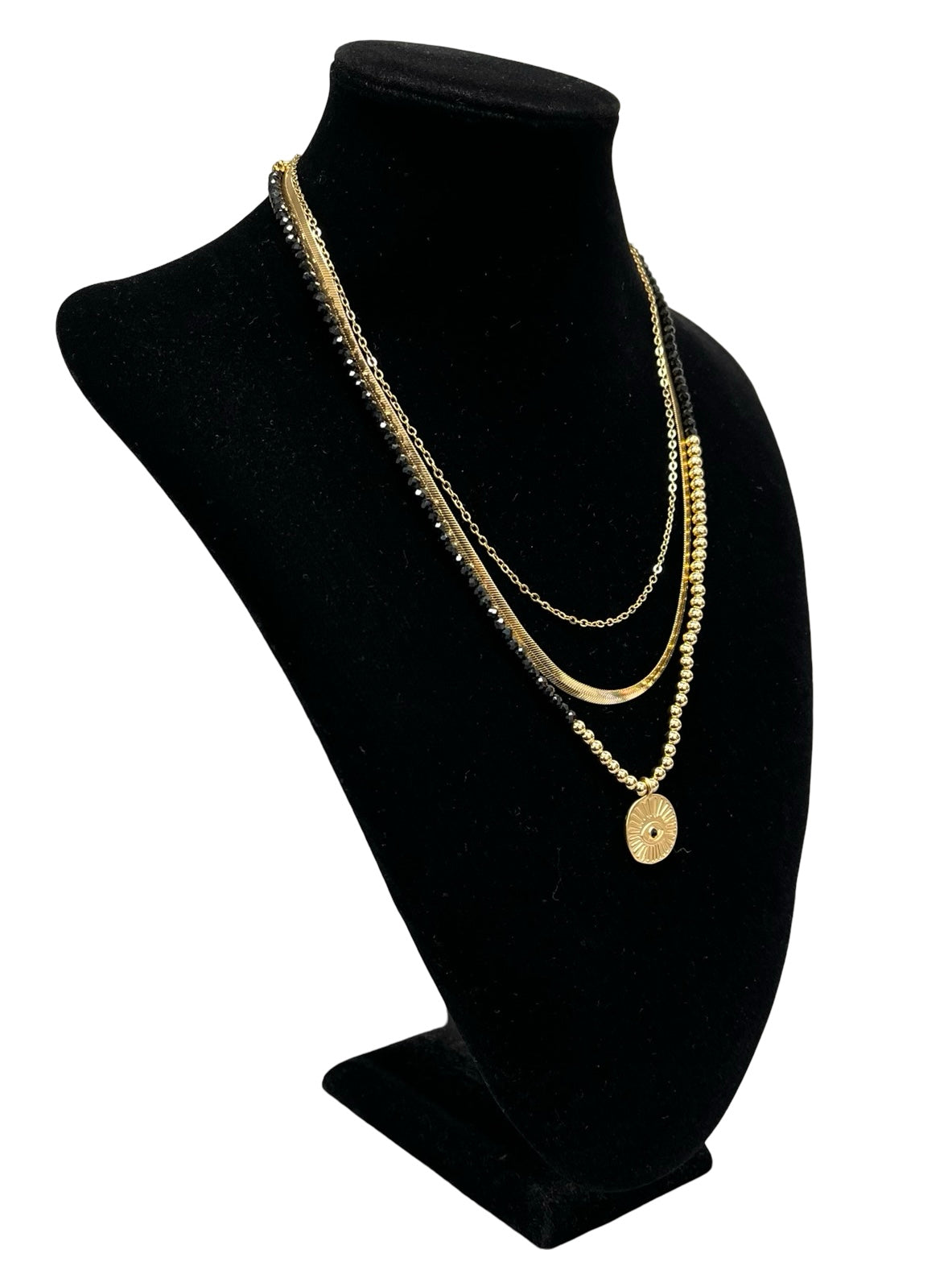 Gold & Black Layered Necklace