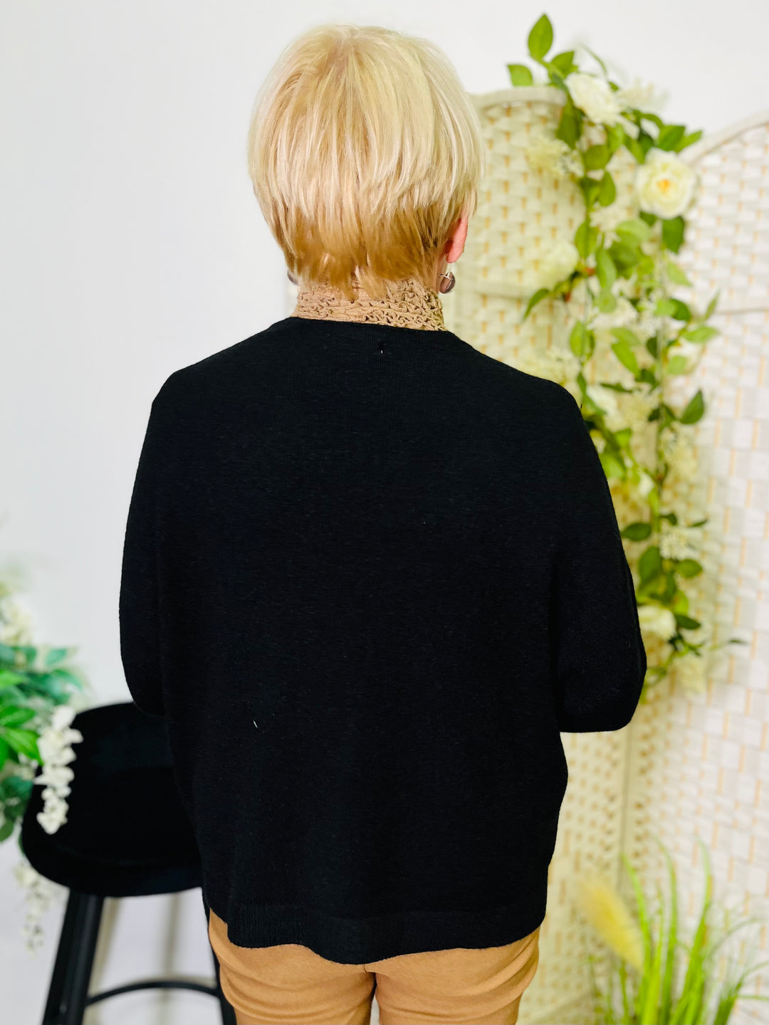 "VICTORIA” Short Cardigan-Black