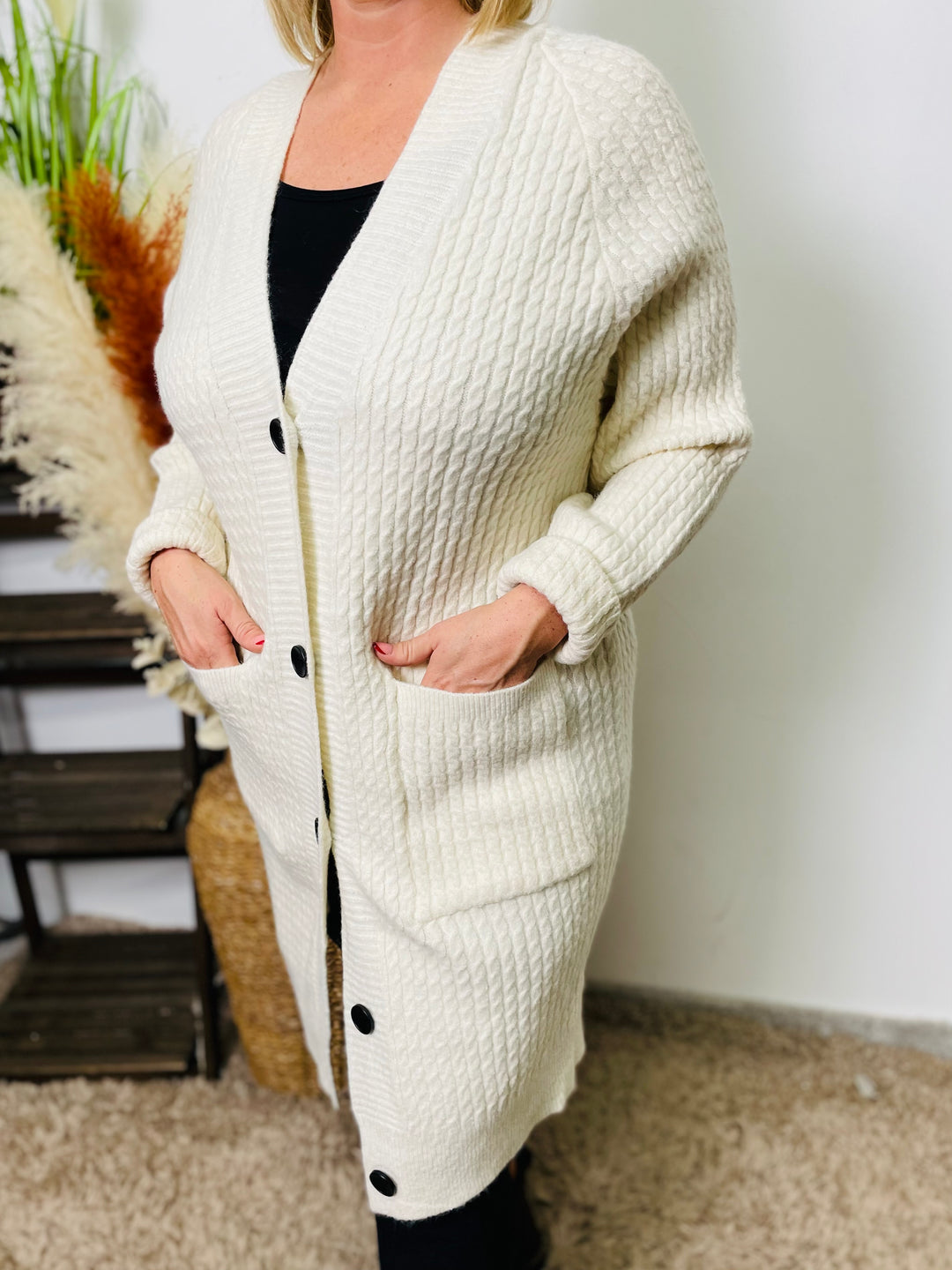 "MONICA” Knitted Cardigan-Cream