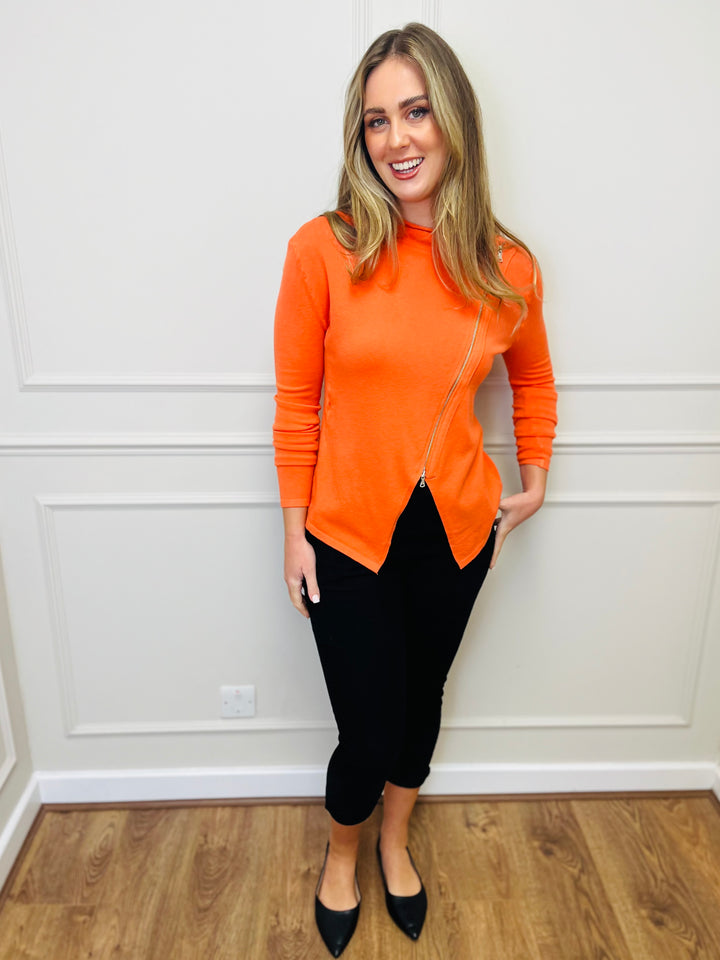 "HAYLEY" Short Biker Jacket-Orange