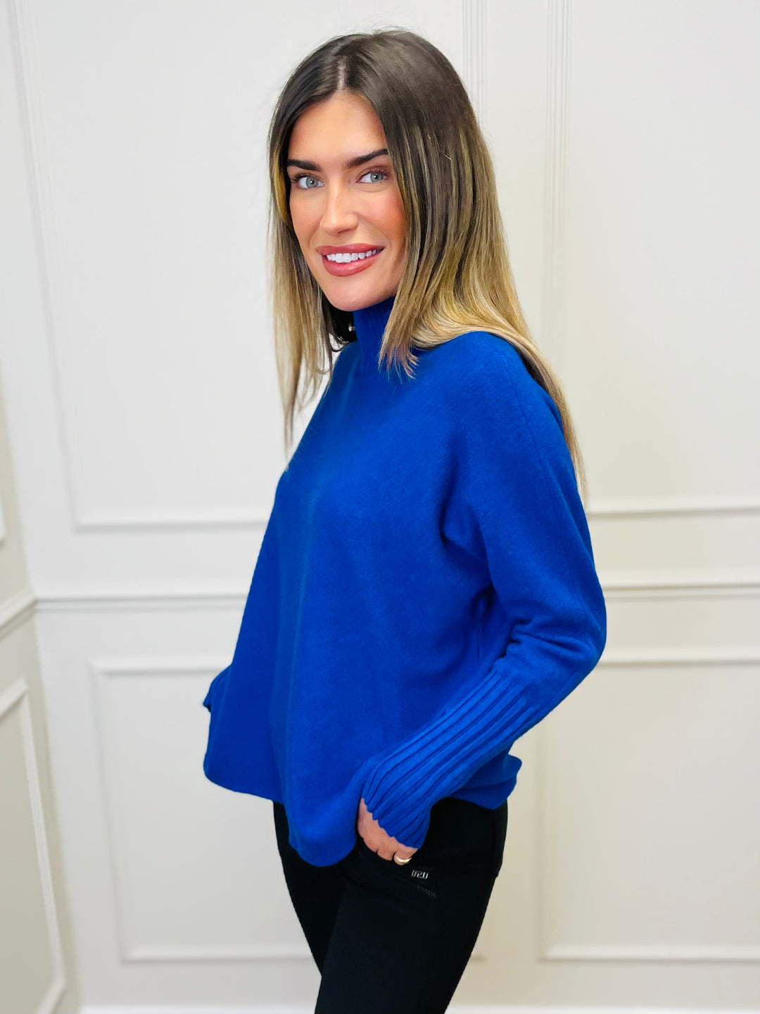 "AMANDA" Roll Neck Jumper-Blue