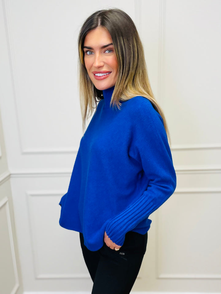 "AMANDA" Roll Neck Jumper-Blue