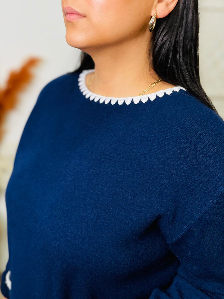 "MAEVE" Knitted Jumper-Navy