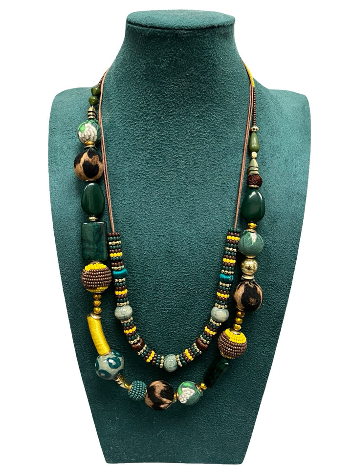Green & Multicolour Statement Necklace