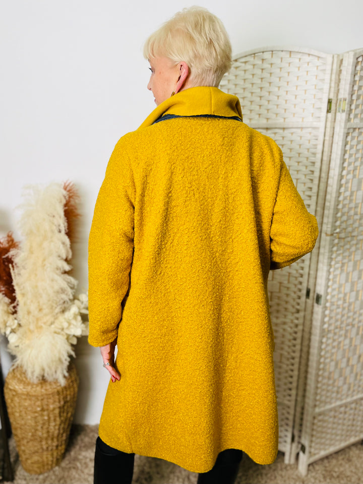 "CORY" Waterfall Coat-Mustard