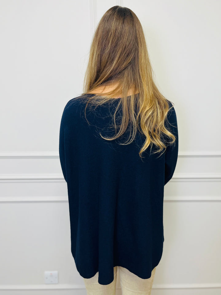 "GEORGIA" Basic Soft Jumper-Navy