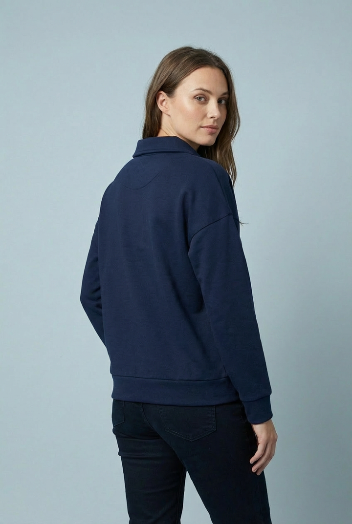"ELODIE" Scuba Sweat Top - Navy