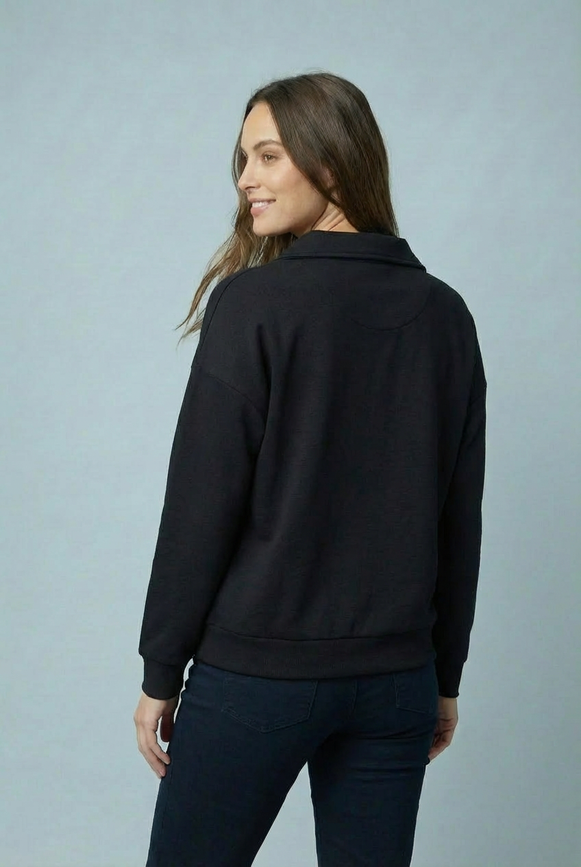 "ELODIE" Scuba Sweat Top - Black