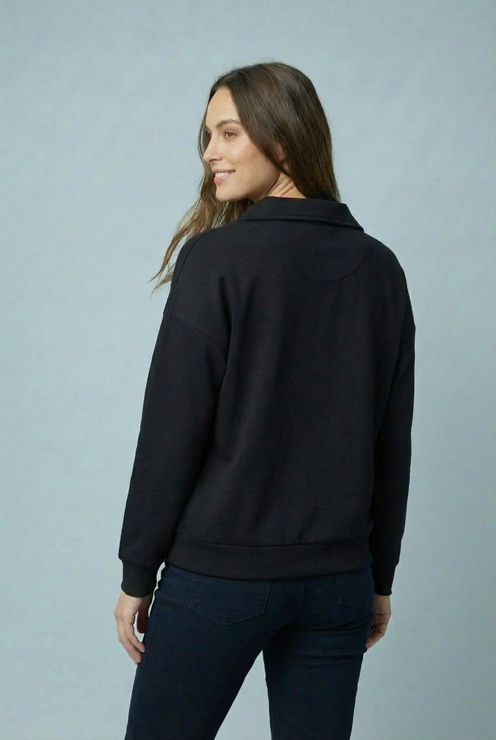 "ELODIE" Scuba Sweat Top - Black