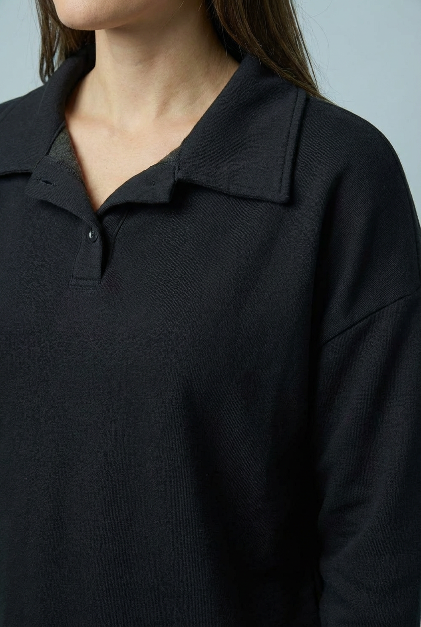 "ELODIE" Scuba Sweat Top - Black