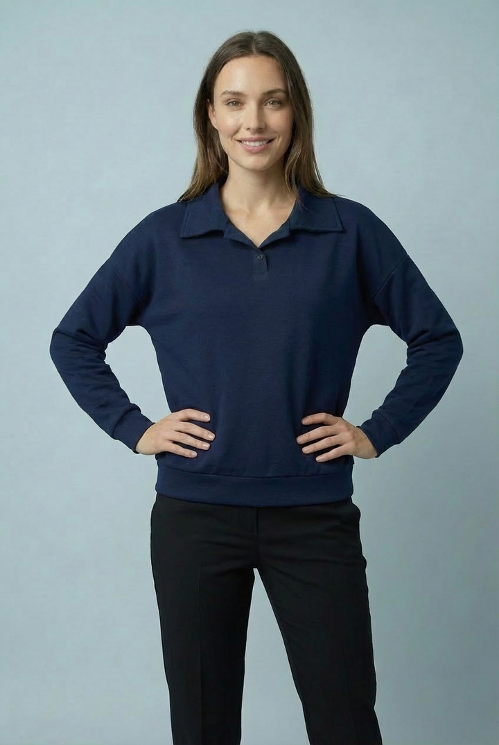 "ELODIE" Scuba Sweat Top - Navy