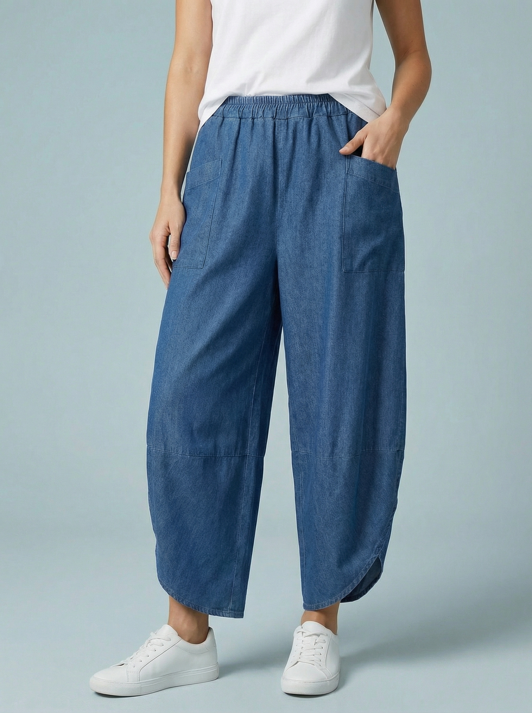 "ERIN” Barrel Trousers - Light Denim
