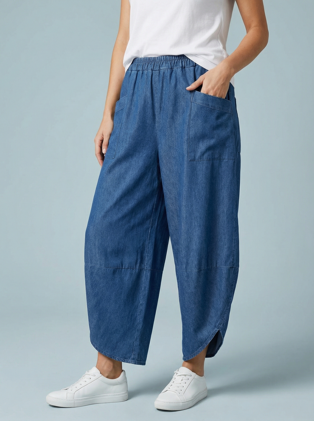 "ERIN” Barrel Trousers - Light Denim