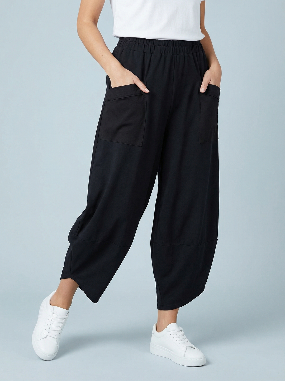 "ERIN” Cotton Barrel Trouser - black