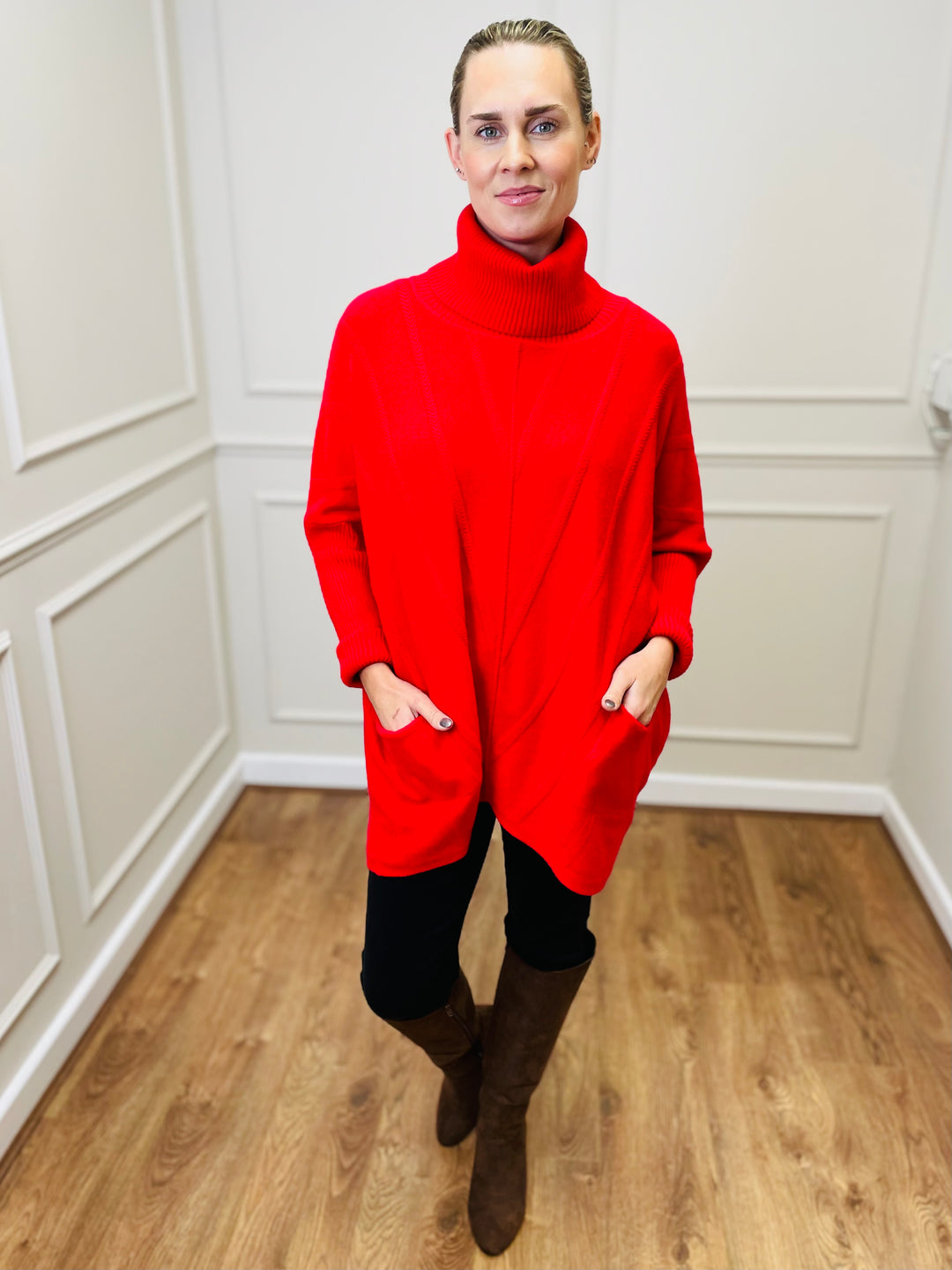 "GRACE" Knitted Jumper-Red