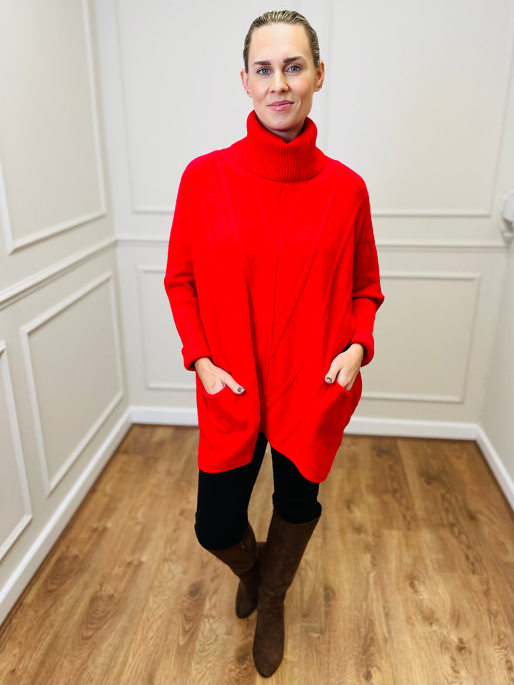 "GRACE" Knitted Jumper-Red