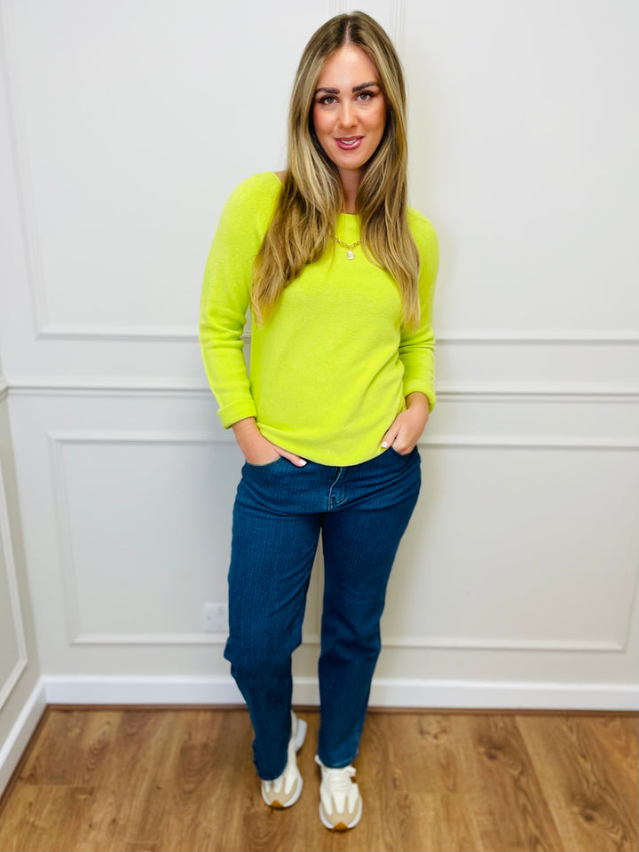 "MAGNOLIA" Fine Knit Jumper-Lime Green