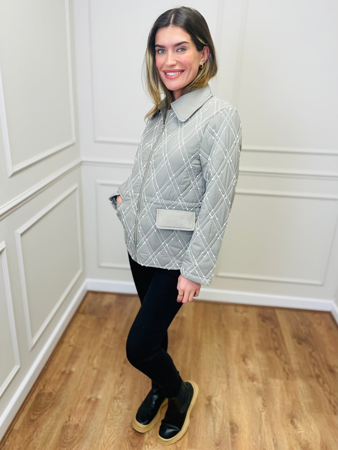 "SAMIRA" Quilted Jacket-Grey