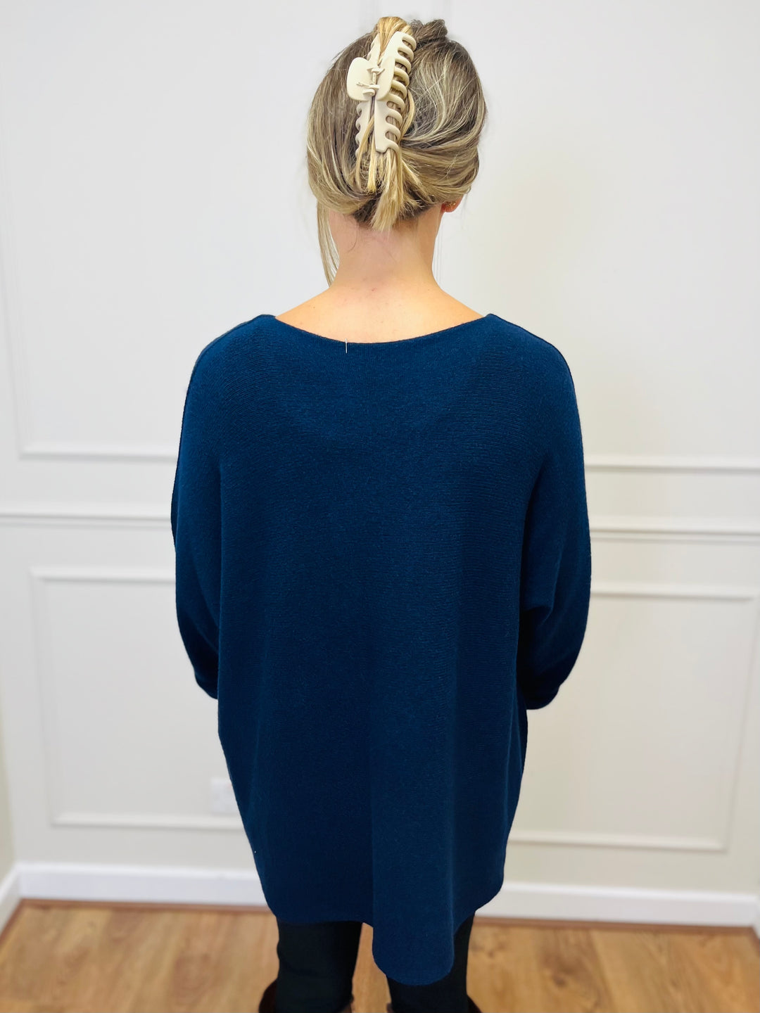 "GINNY" Basic Soft Jumper-Navy