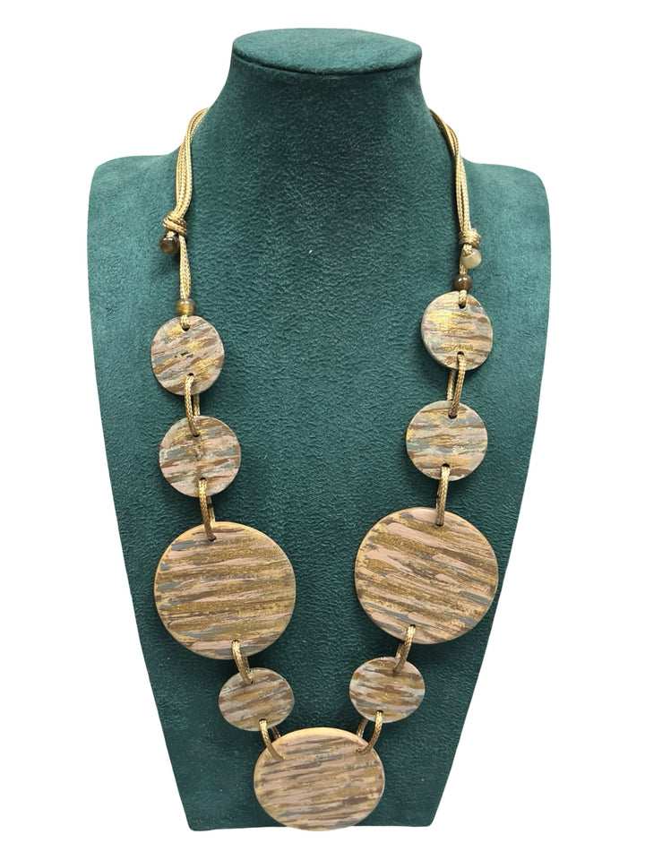 Long Statement Necklace-Pink & Gold