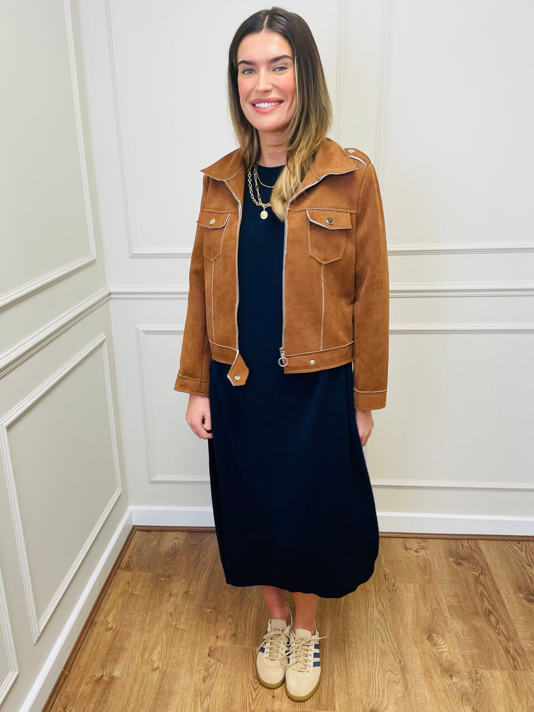 "SANDY" Luxury Jumper Dress-Navy