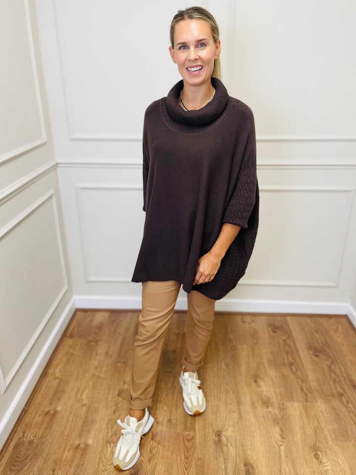 "SABRINA" Oversized Jumper-Brown