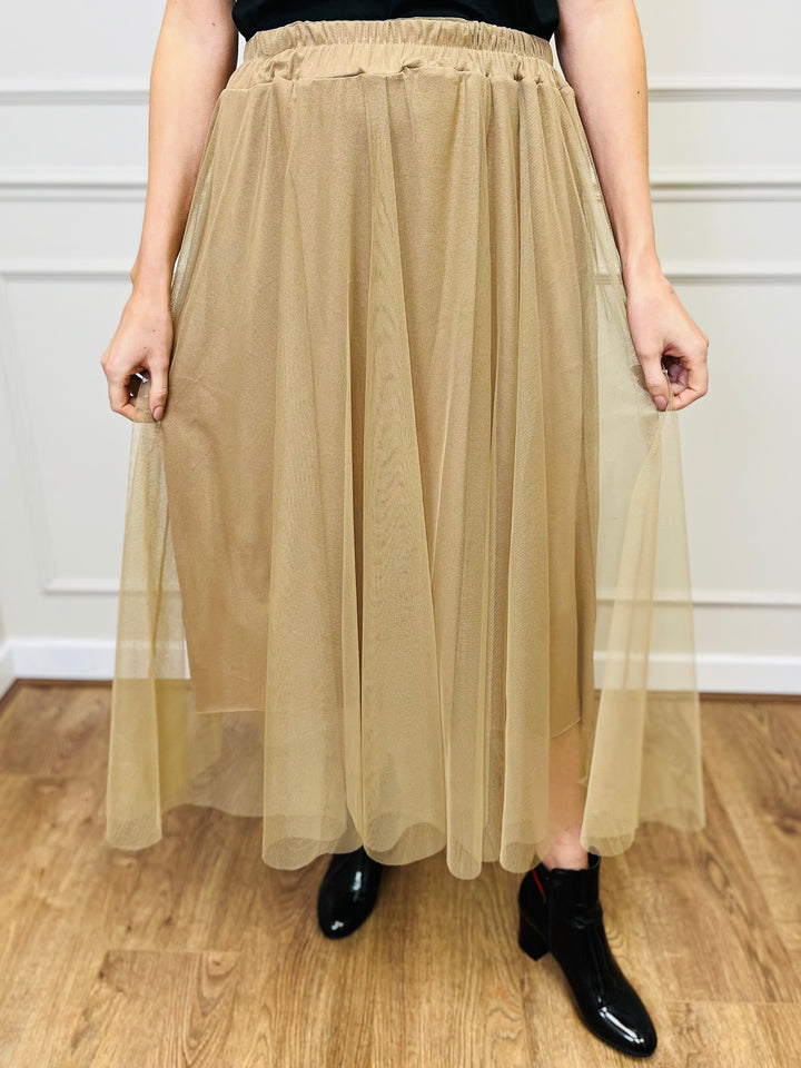"IZZY" Tulle Skirt-Tan
