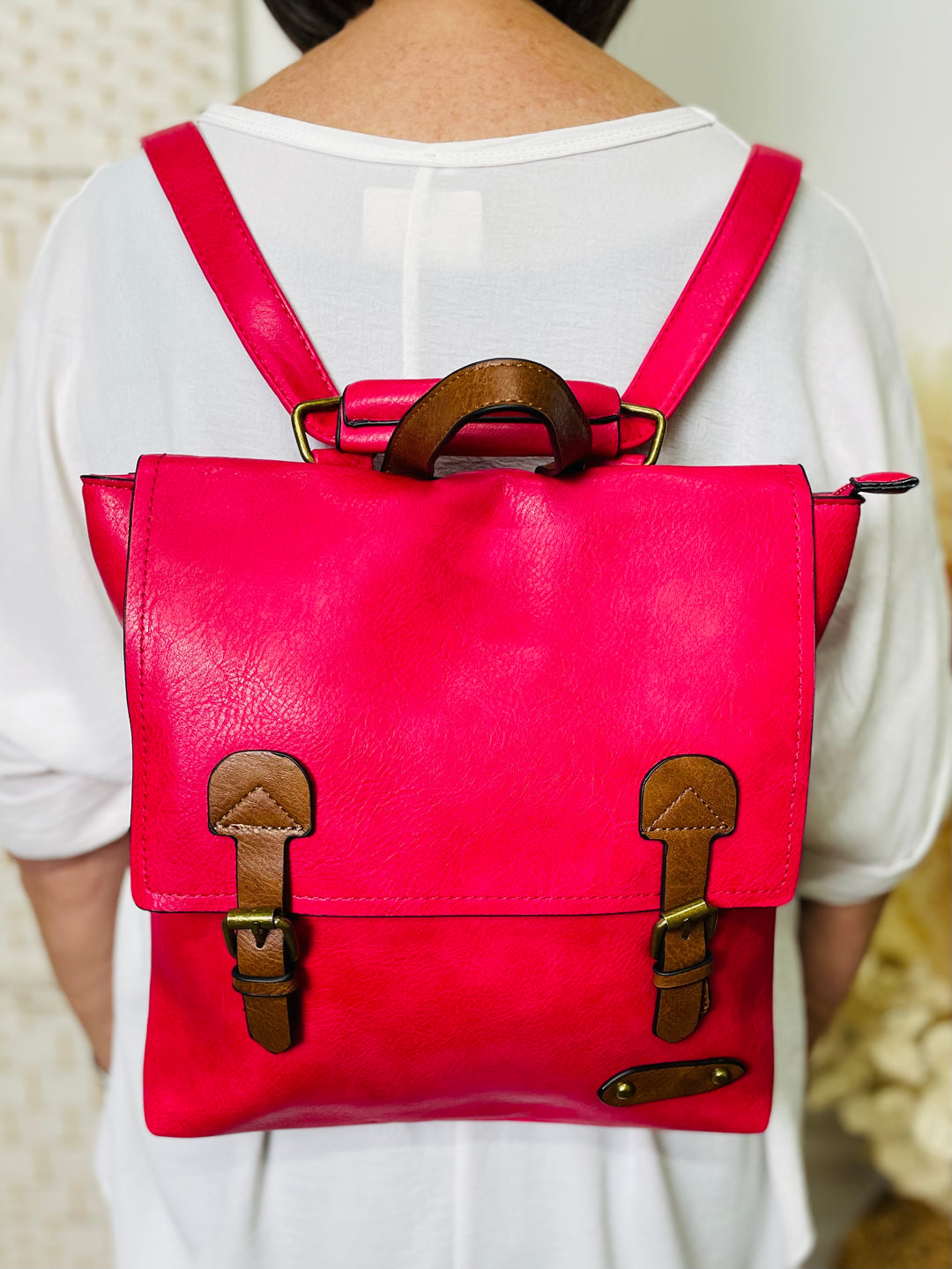 Satchel Backpack-Red