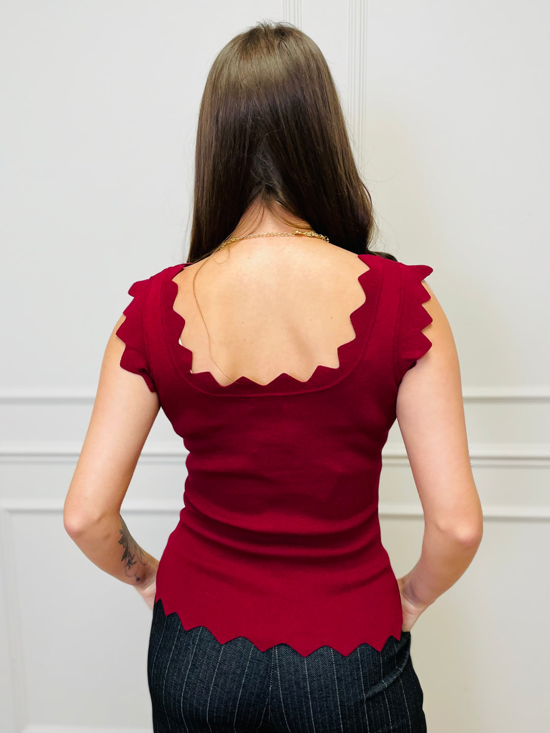 "CARLY" Vest Blouse-Burgundy