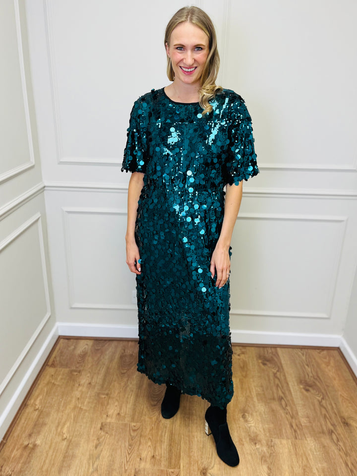 "ROSALIE" Sequin Dress-Green